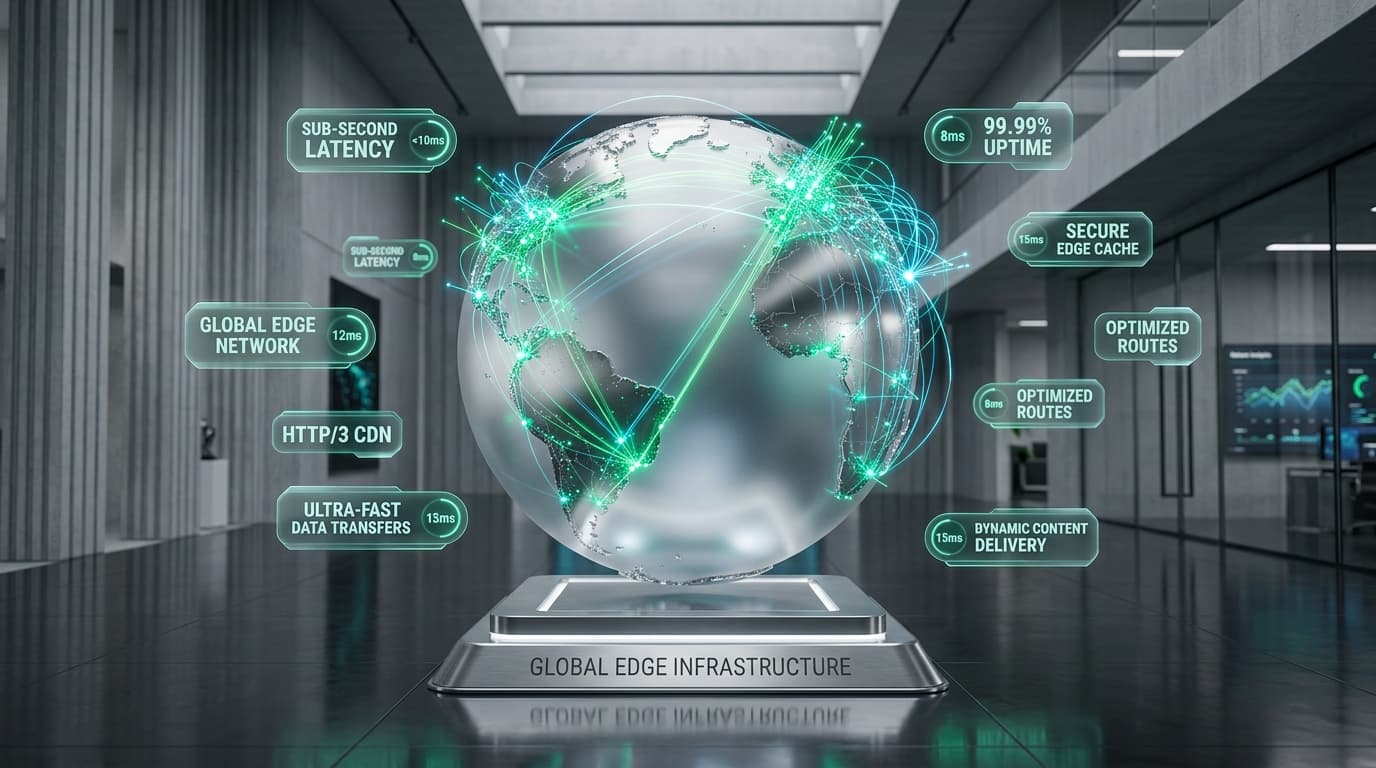 Global edge CDN infrastructure globe render
