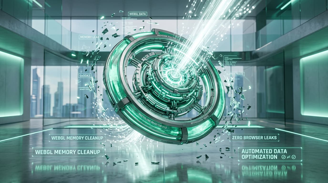 Automated WebGL memory cleanup and recycling reactor render