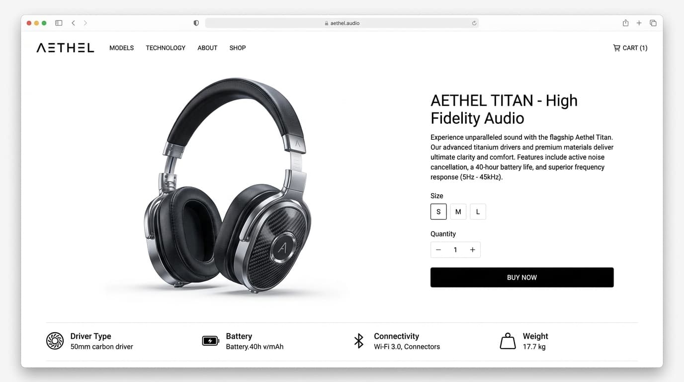 Standard flat 2D website interface